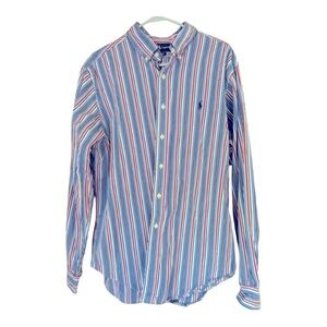 Polo Ralph Lauren Men’s XL Classic Fit Red White‎ Blue Stripe Long Sleeve Shirt